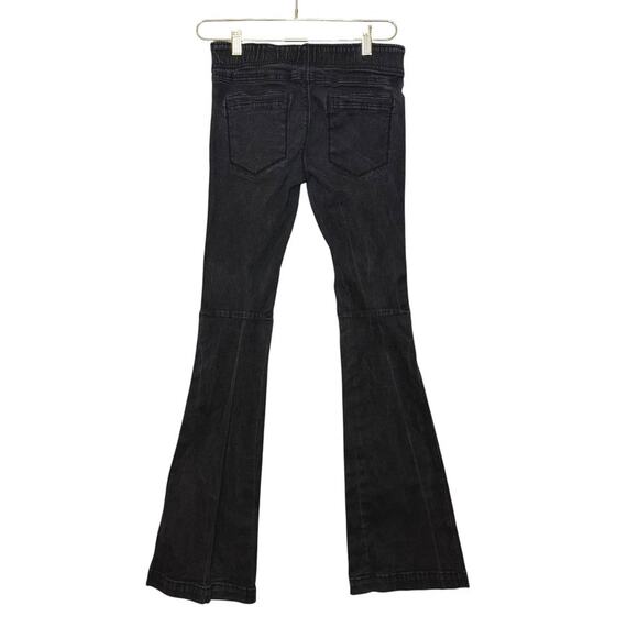 Free People Penny Lane Pull-On Flared Jeans Women Black Washed Denim Festival - Picture 2 of 5